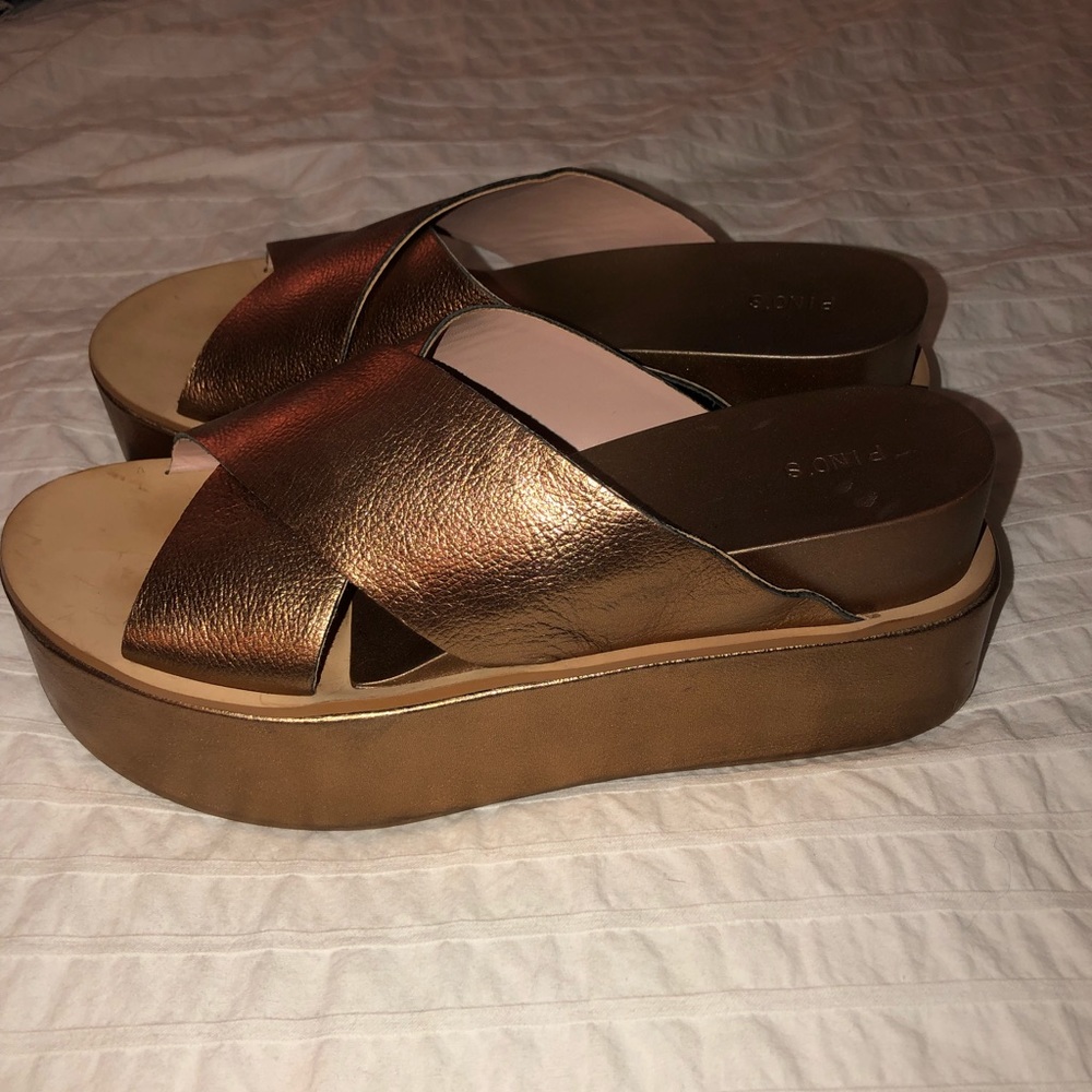 Platform gold shoes
